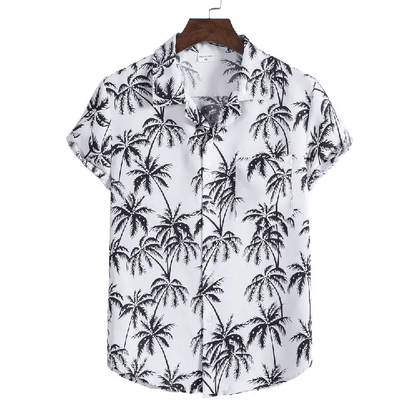 Palm Tree Button Up - Shirt - Dan Flashes - White - Palm tree button up - Dan Flashes