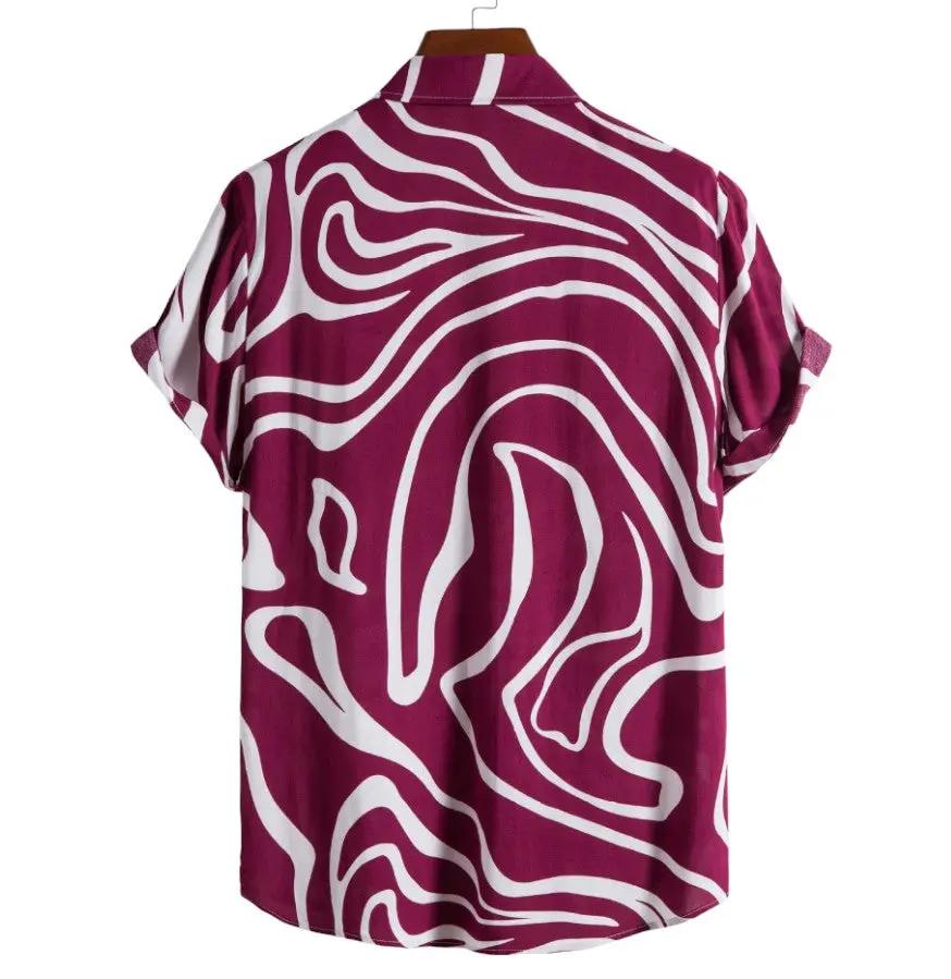 Pattern Button up Shirts - Wavy Pattern - Hawaiian shirts - Shirt - Dan Flashes - Red - Pattern Button up Shirts - Wavy Pattern - Hawaiian shirts Dan Flashes