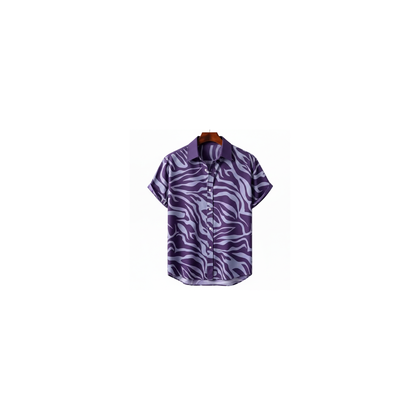 Purple zebra print short sleeve shirt for men in cotton-linen - Dan Flashes
