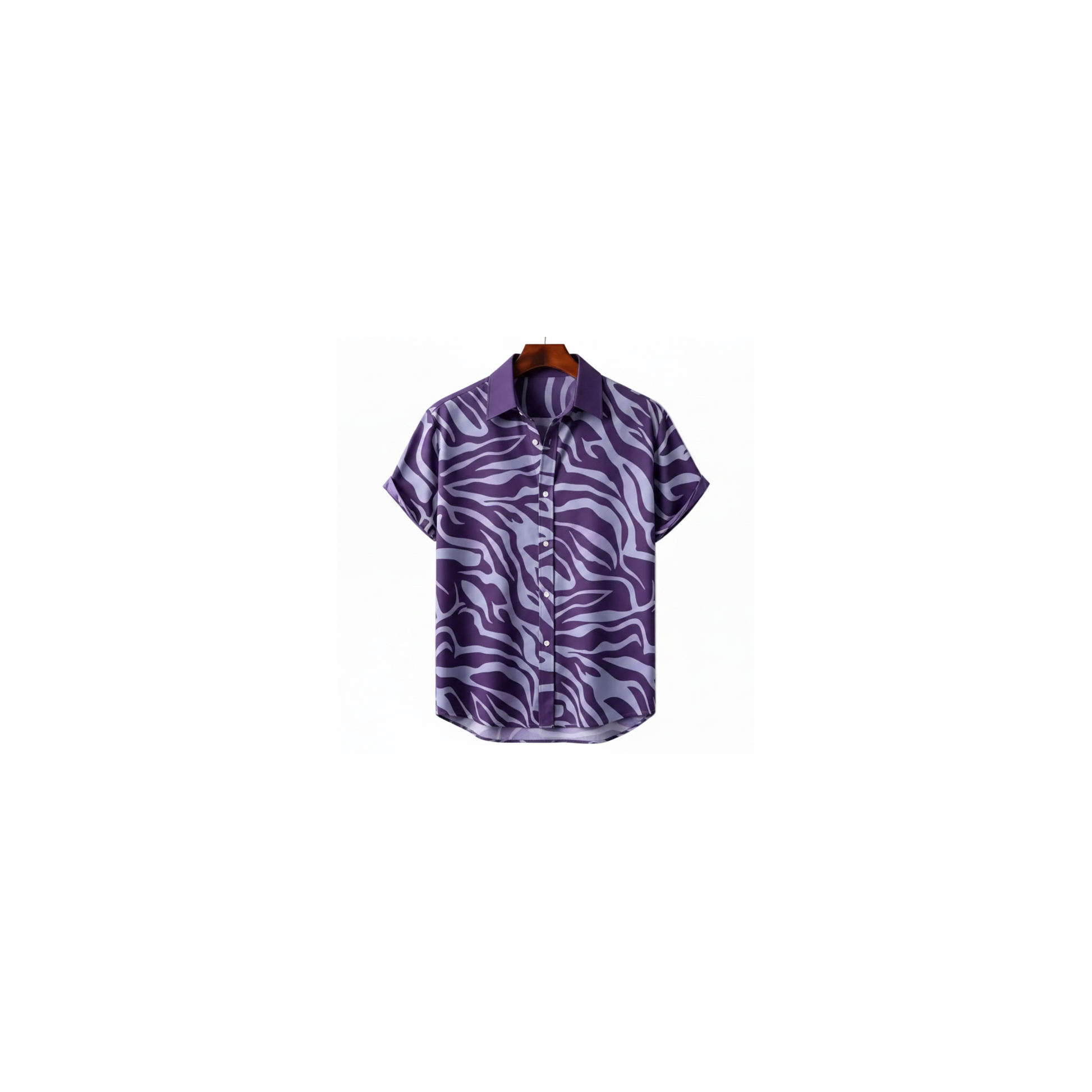 Purple zebra print short sleeve shirt for men in cotton-linen - Dan Flashes