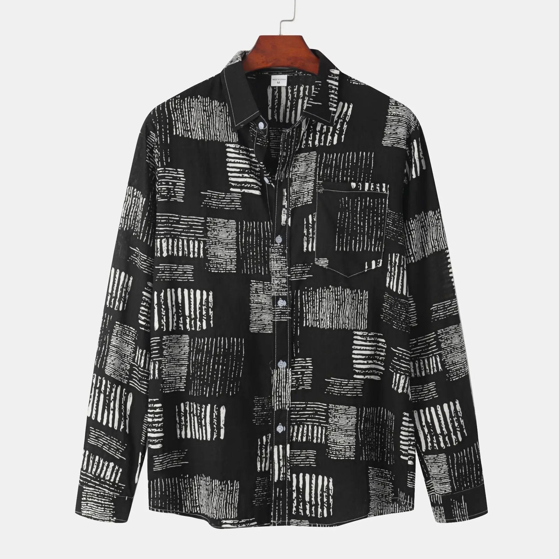 Slim Autumn Long Sleeve Shirt - 0 - Dan Flashes - Black - Autumn Plaid Long Sleeve Slim Casual Shirt Men's Dan Flashes