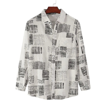 Slim Autumn Long Sleeve Shirt - 0 - Dan Flashes - White - Autumn Plaid Long Sleeve Slim Casual Shirt Men's Dan Flashes